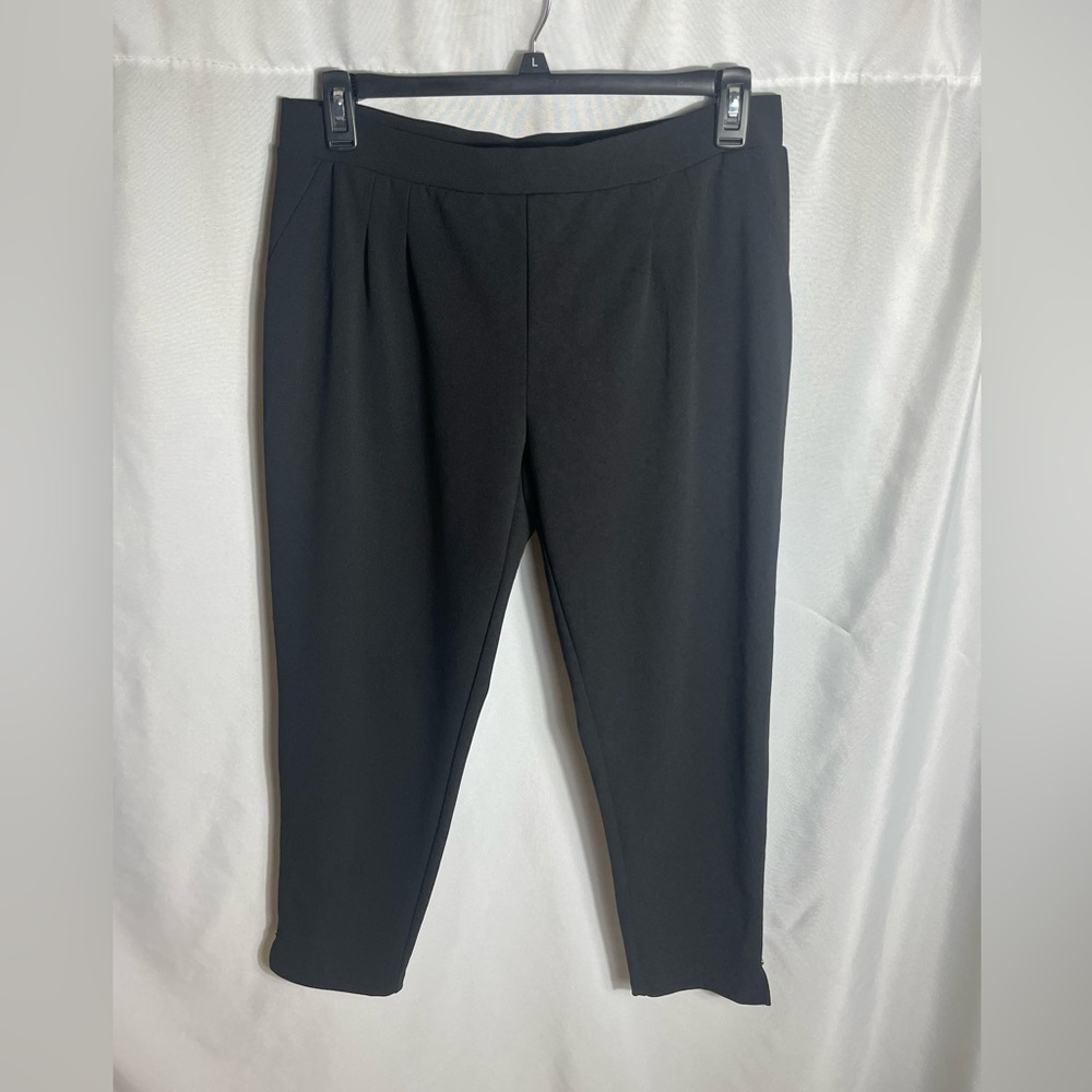 Michael Kors Black Tapered Pants Size L Elastic Waist 28” Inseam Career
